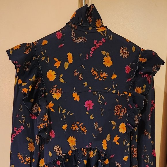 Vetements jersey runway dress in size small. Navy with multi color floral print - Picture 8 of 14